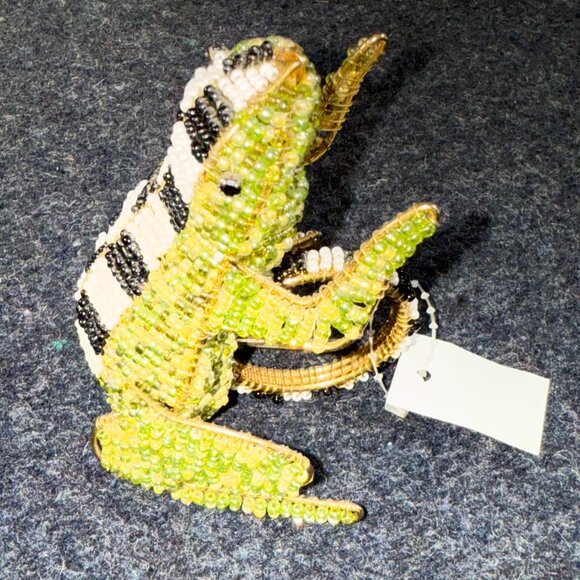 MacKENZIE CHILDS COURTLY CHECK HANDCRAFTED FROG NAPKIN RINGS NWT Beaded & Gold - Picture 11 of 14